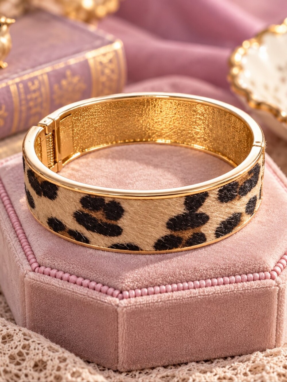 Plunder Leopard Print Gold Bangle Bracelet